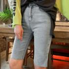 Knee-length Slim-fit Denim Shorts