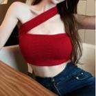 Plain Cropped Camisole Top Red - One Size