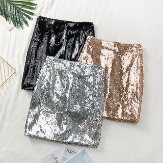 High-waist Sequined Pencil Skirt