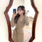 Wrap-front Maxi Rib-knit Dress