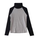 Turtleneck Raglan Long-sleeve Top