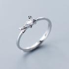 925 Sterling Silver Rhinestone Goldfish Ring As Shown In Figure - One Size