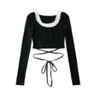 Mock Two Piece Long Sleeve Cropped T-shirt