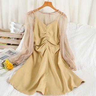 Set: Blouse + Mini Overall Dress