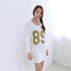 Drop-shoulder Lettering T-shirt Dress