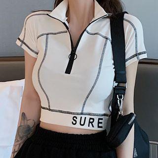 Stitch Zip-front Short-sleeve Tee