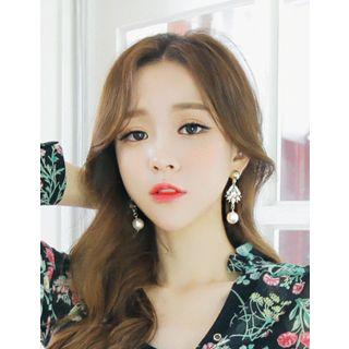 Rhinestone Faux-pearl Statement Earrings