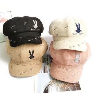 Embroidered Rabbit Newsboy Cap