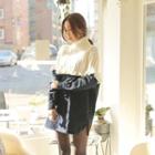 Color-block Frilled Mini Knit Dress