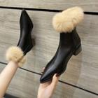 Low-heel Furry Trim Short Boots