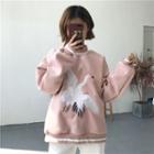 Turtleneck Crane Embroidered Sweatshirt