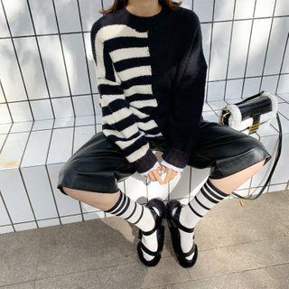 Stripe Panel Sweater Black - One Size