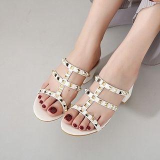 Studded Chunky Heel Slide Sandals