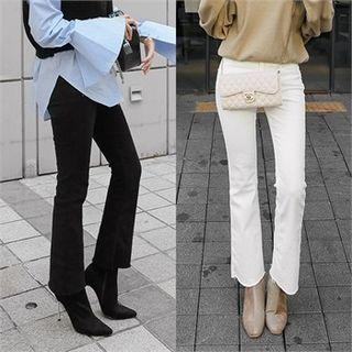 Fray-hem Boot-cut Chino Pants