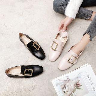Faux Leather Buckle Monk Shoes