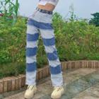 Two-tone High-waist Straight Leg Jeans