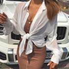 Dip-back See-through Oversized Blouse