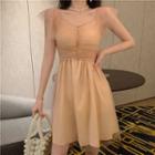 Sleeveless Glitter Sheer Dress As Shown In Figure - One Size