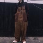 Paneled Wide Leg Suspender Pants