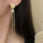 Flower Alloy Faux Pearl Chained Alloy Dangle Earring 1 Pair - Gold - One Size