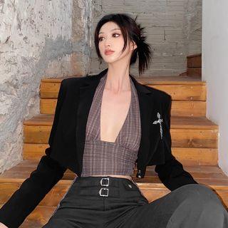 Rhinestone Cropped Blazer