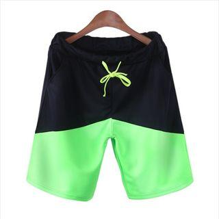 Drawstring Color-block Sweat Shorts