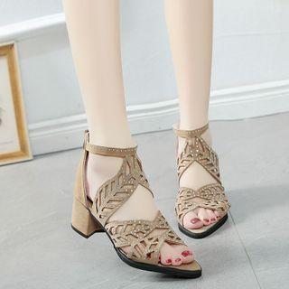 Perforated Block-heel Sandals