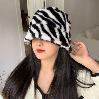 Zebra Pattern Chenille Bucket Hat