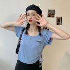 Short-sleeve Drawstring T-shirt / A-line Skirt