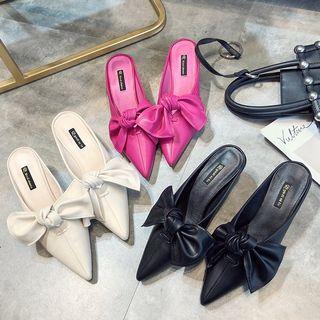 Bow Accent Kitten Heel Mules