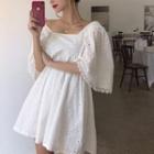 Eyelet Lace Square Neck Dress