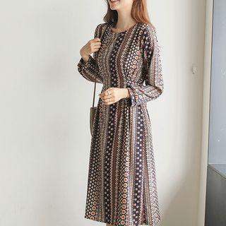 Tie-waist Midi Patterned Dress