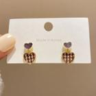 Heart Houndstooth Alloy Earring E4496 - 1 Pr - Gold - One Size