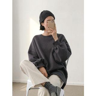 Balloon-sleeve Oversized Brushed-fleece Sweatshirt