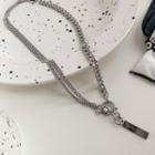 Pendant Layered Sterling Silver Choker Black - One Size
