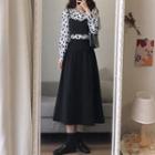 Floral Print Blouse / Camisole Top / Midi A-line Skirt / Set