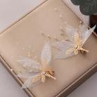 Set Of 2: Rhinestone Butterfly Hair Clip 1 Pair - White & Gold - One Size