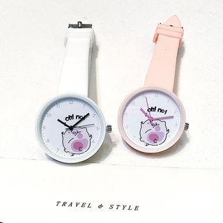 Pig Print Silicone Strap Watch