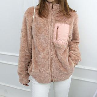 Pocket-detail Sherpa-fleece Zip-up Jacket
