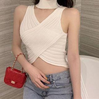 Sleeveless Turtleneck Cutout Knit Crop Top