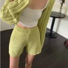 Sleeveless Knit Mini Bodycon Dress / Cropped Sweater / Shorts / Shrug