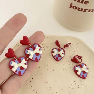 Heart Bow Alloy Dangle Earring