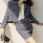 Tweed Button-up Jacket / Pencil Skirt