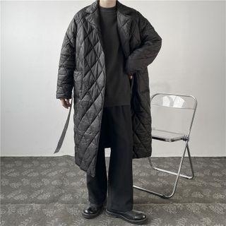 Long-sleeve Plain Embossed Long Jacket