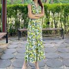 Sleeveless V-neck Floral Maxi A-line Dress
