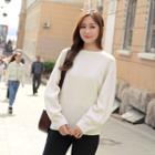 Pastel-color Raglan-sleeve Wool Sweater