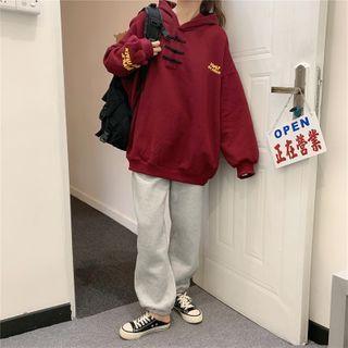 Lettering Frog-button Hoodie / Jogger Pants