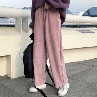 Corduroy Wide-leg Pants Pink - One Size