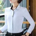 Set: Slim-fit Dress Pants / Pencil Skirt + Hidden Placket Shirt