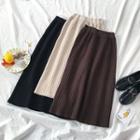 Straight-fit Rib Knit Skirt